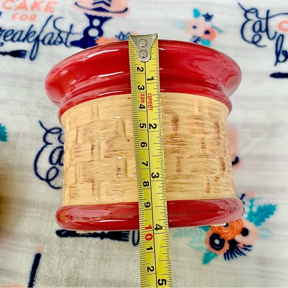 Kitchen Ceramic Faux Wicker Basket Tabletop Food Storage Vintage